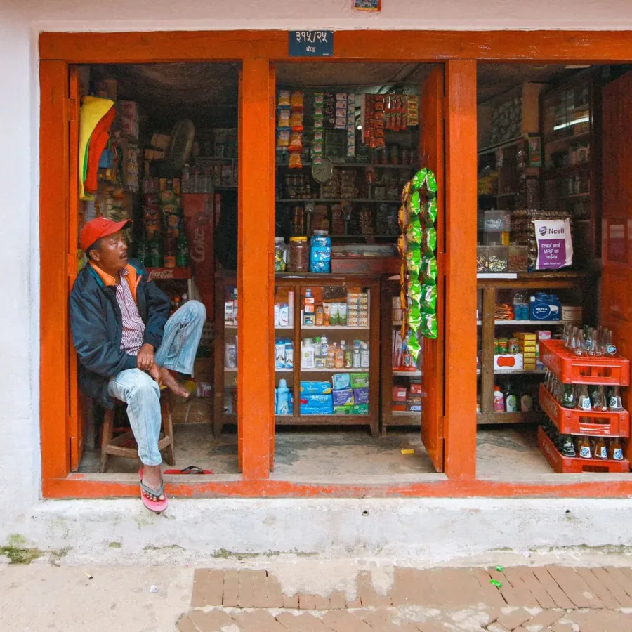 Chủ tiệm đang sắp hàng lên kệ